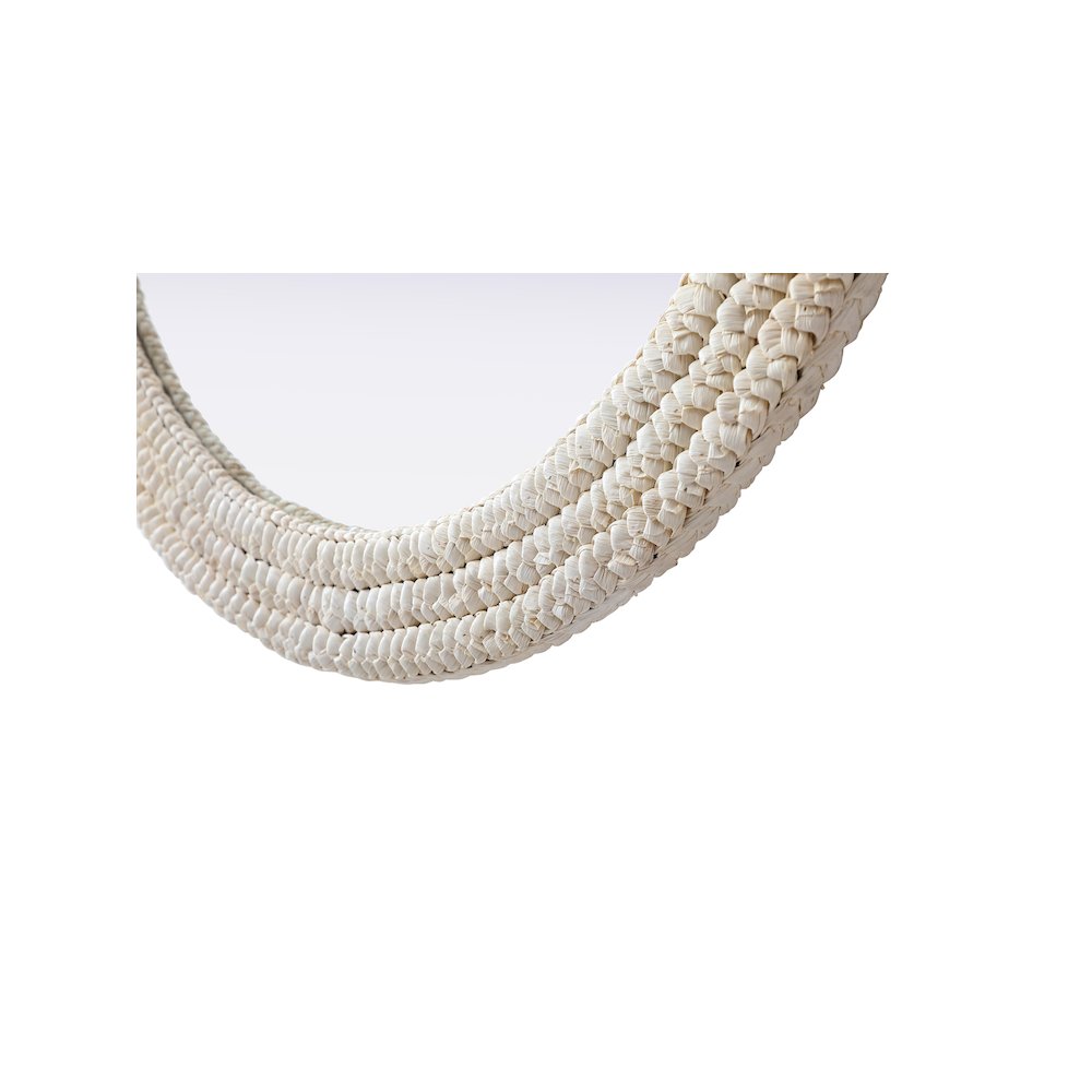 Round Cornhusk Mirror 36x36 in Linen White