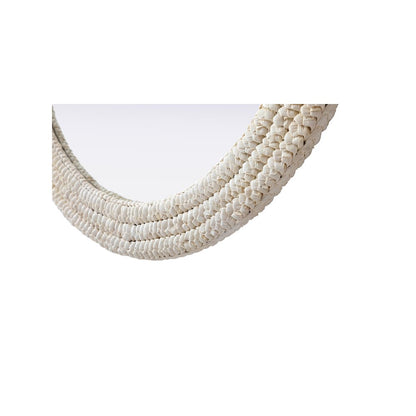 Round Cornhusk Mirror 36x36 in Linen White