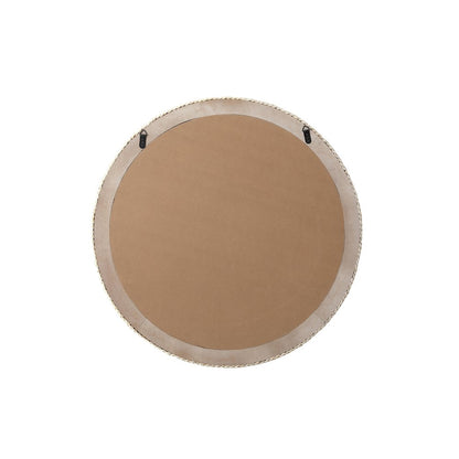 Round Cornhusk Mirror 36x36 in Linen White