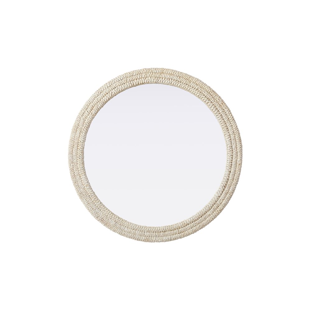 Round Cornhusk Mirror 42x42 in Linen White