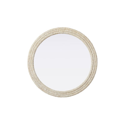 Round Cornhusk Mirror 42x42 in Linen White