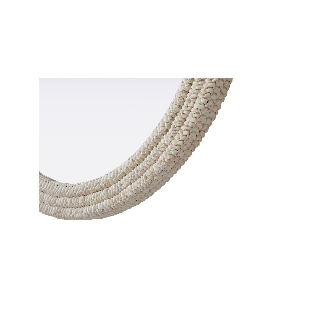 Round Cornhusk Mirror 42x42 in Linen White