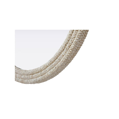 Round Cornhusk Mirror 42x42 in Linen White