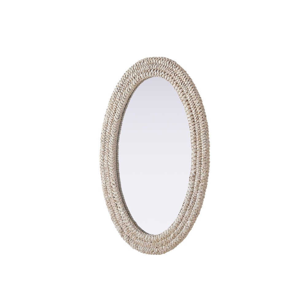 Oval Cornhusk Mirror 24x36 in Linen White