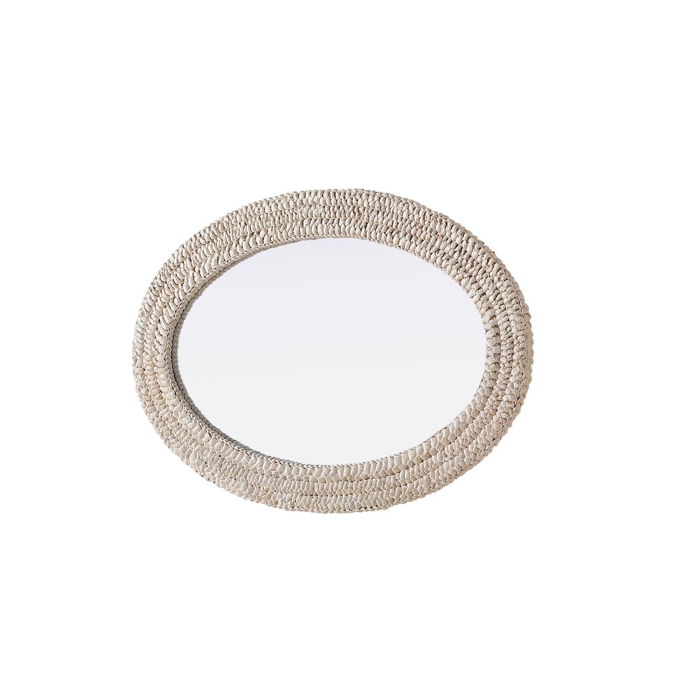 Oval Cornhusk Mirror 24x36 in Linen White