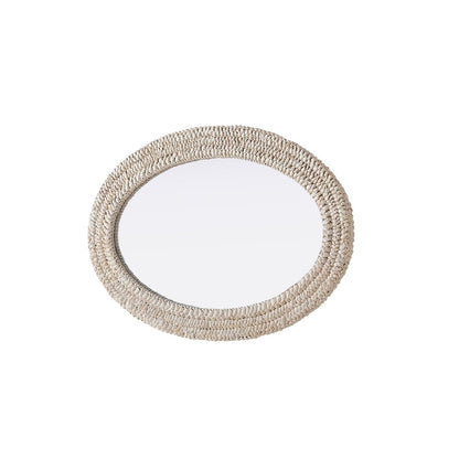 Oval Cornhusk Mirror 24x36 in Linen White