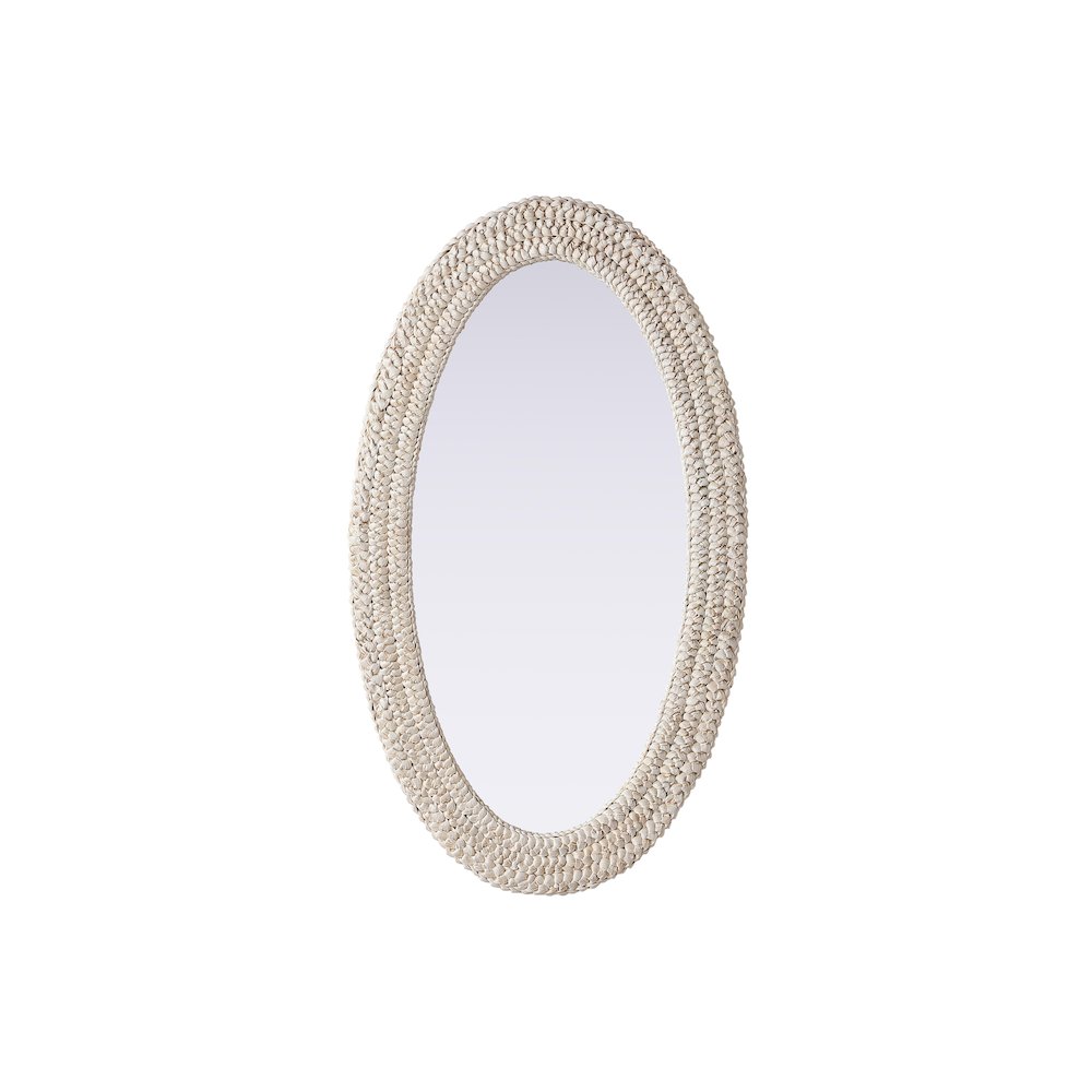 Oval Cornhusk Mirror 24x42 in Linen White