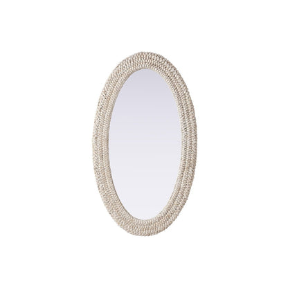 Oval Cornhusk Mirror 24x42 in Linen White