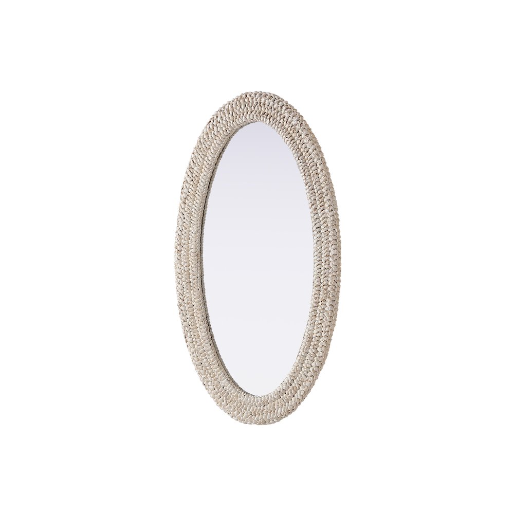 Oval Cornhusk Mirror 24x42 in Linen White