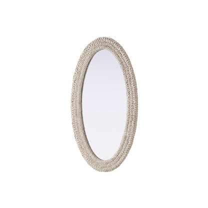Oval Cornhusk Mirror 24x42 in Linen White