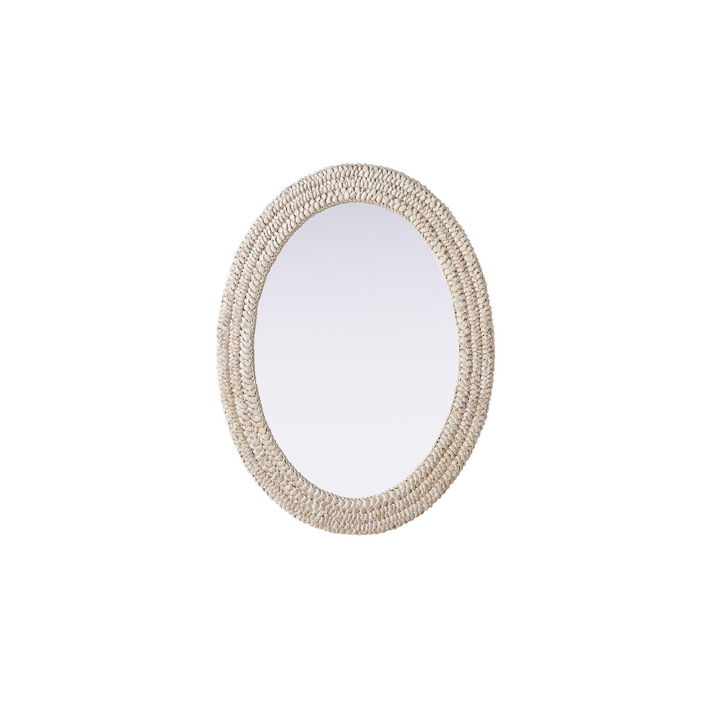 Oval Cornhusk Mirror 27x36 in Linen White