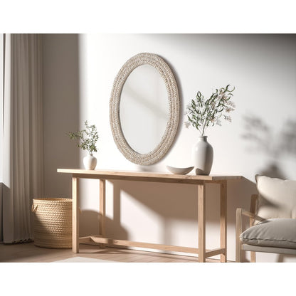 Oval Cornhusk Mirror 27x36 in Linen White