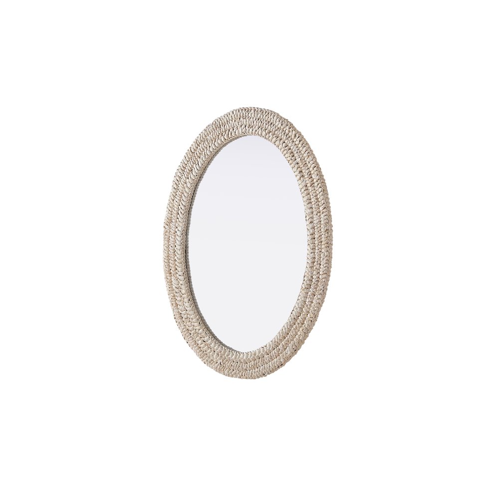 Oval Cornhusk Mirror 27x36 in Linen White