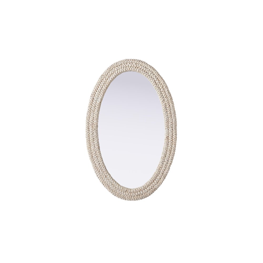 Oval Cornhusk Mirror 27x42 in Linen White