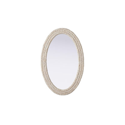 Oval Cornhusk Mirror 27x42 in Linen White