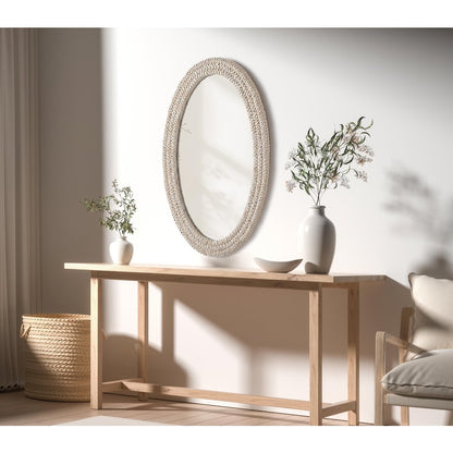 Oval Cornhusk Mirror 27x42 in Linen White