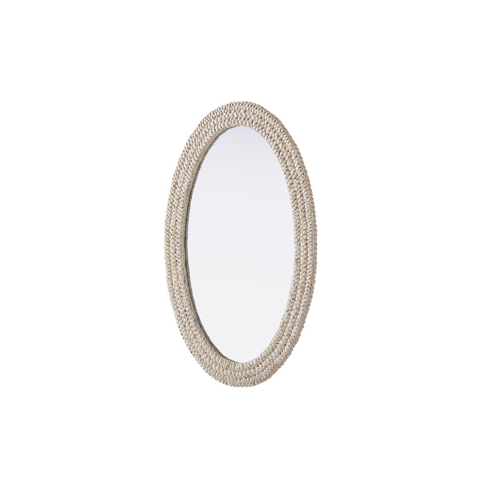 Oval Cornhusk Mirror 27x42 in Linen White