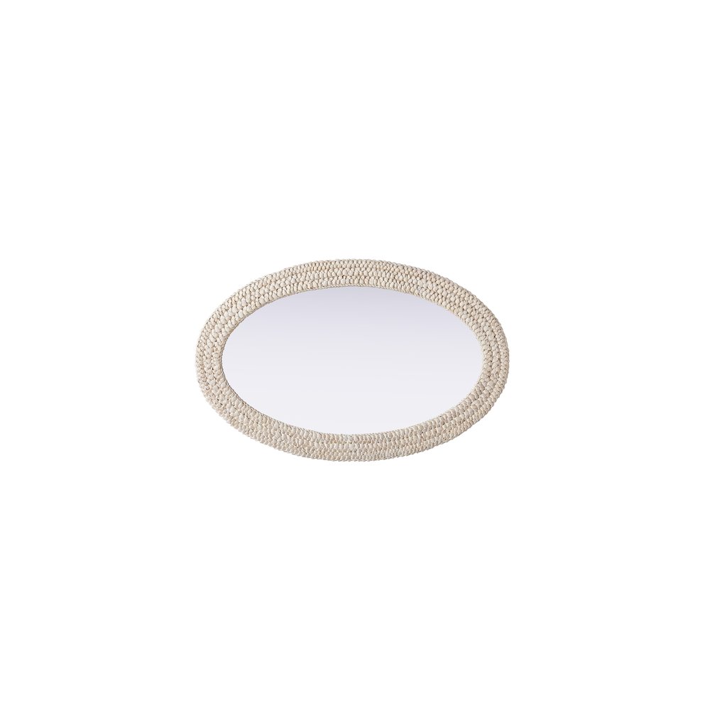 Oval Cornhusk Mirror 27x42 in Linen White