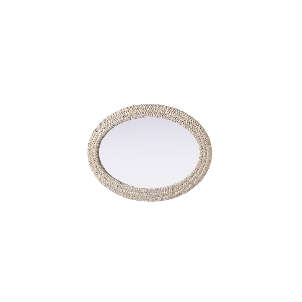 Oval Cornhusk Mirror 27x42 in Linen White