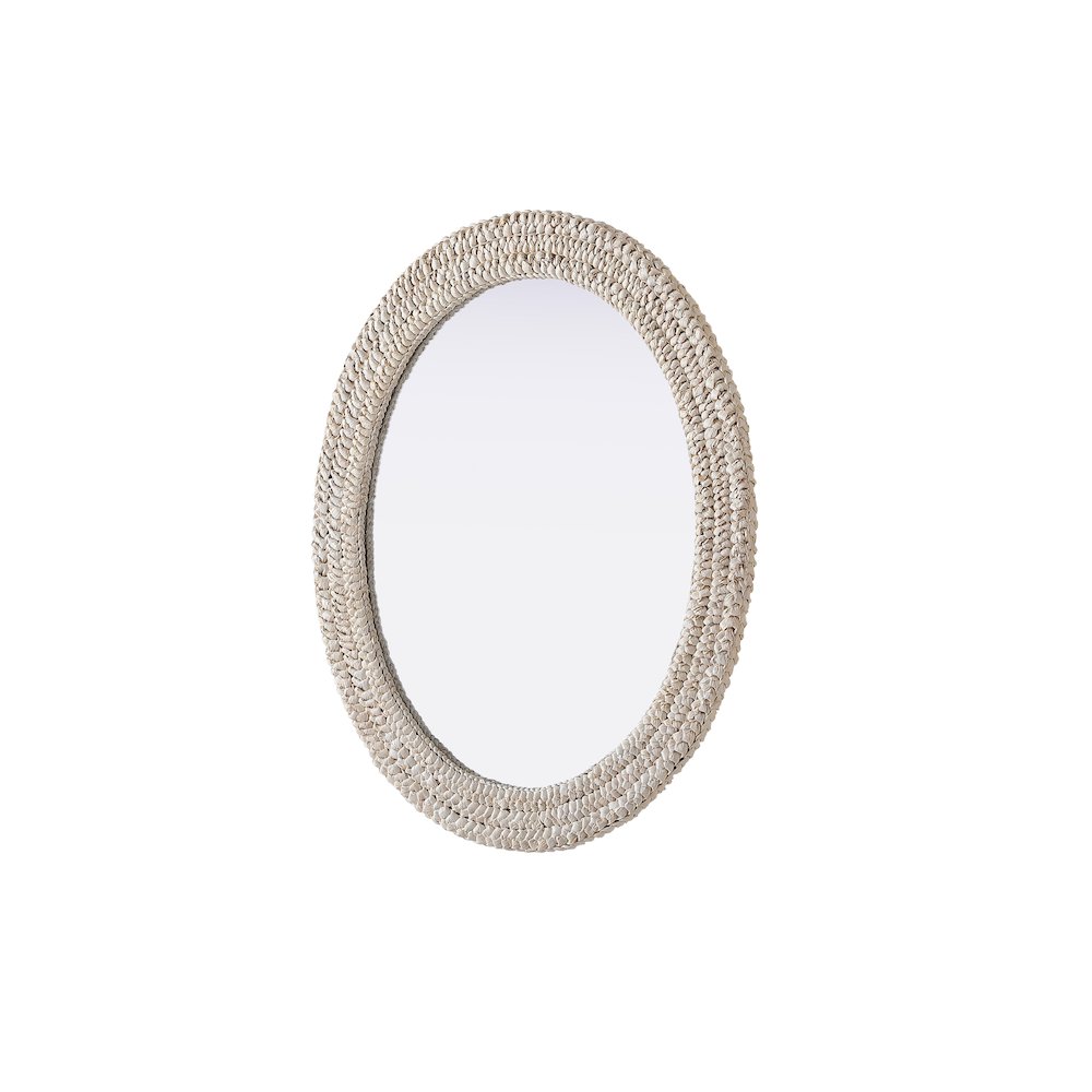 Oval Cornhusk Mirror 30x36 in Linen White