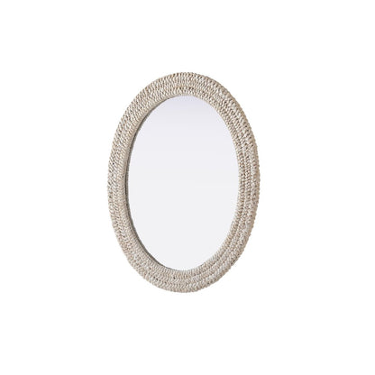 Oval Cornhusk Mirror 30x36 in Linen White