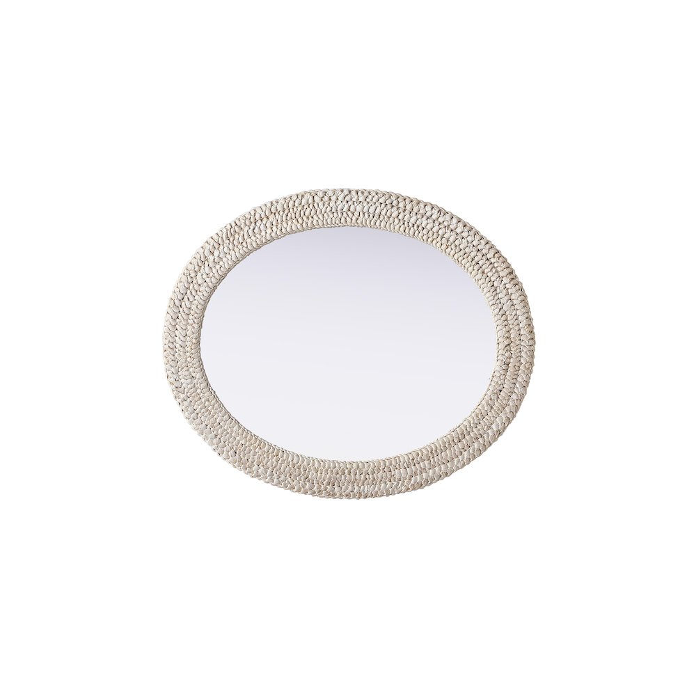Oval Cornhusk Mirror 30x36 in Linen White