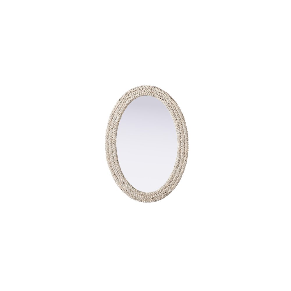 Oval Cornhusk Mirror 30x42 in Linen White