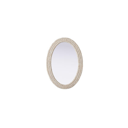 Oval Cornhusk Mirror 30x42 in Linen White