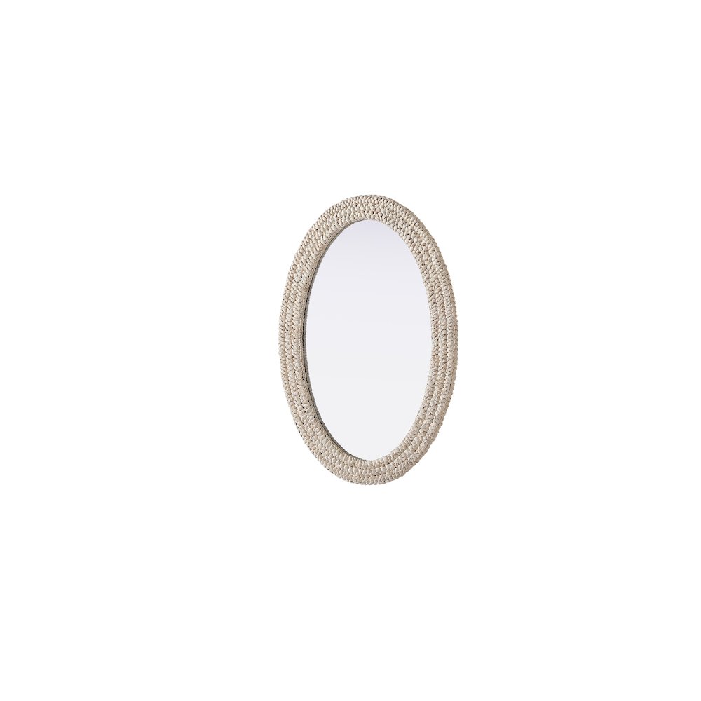 Oval Cornhusk Mirror 30x42 in Linen White