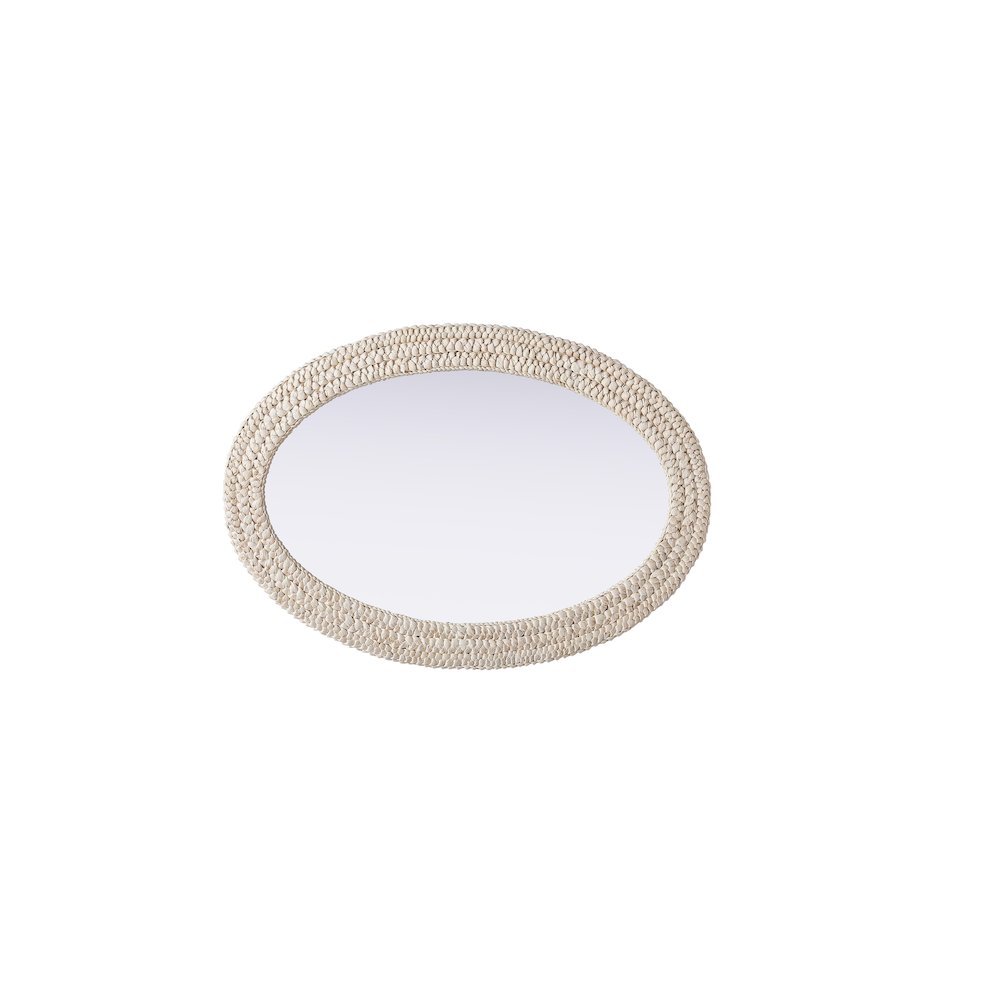 Oval Cornhusk Mirror 30x42 in Linen White