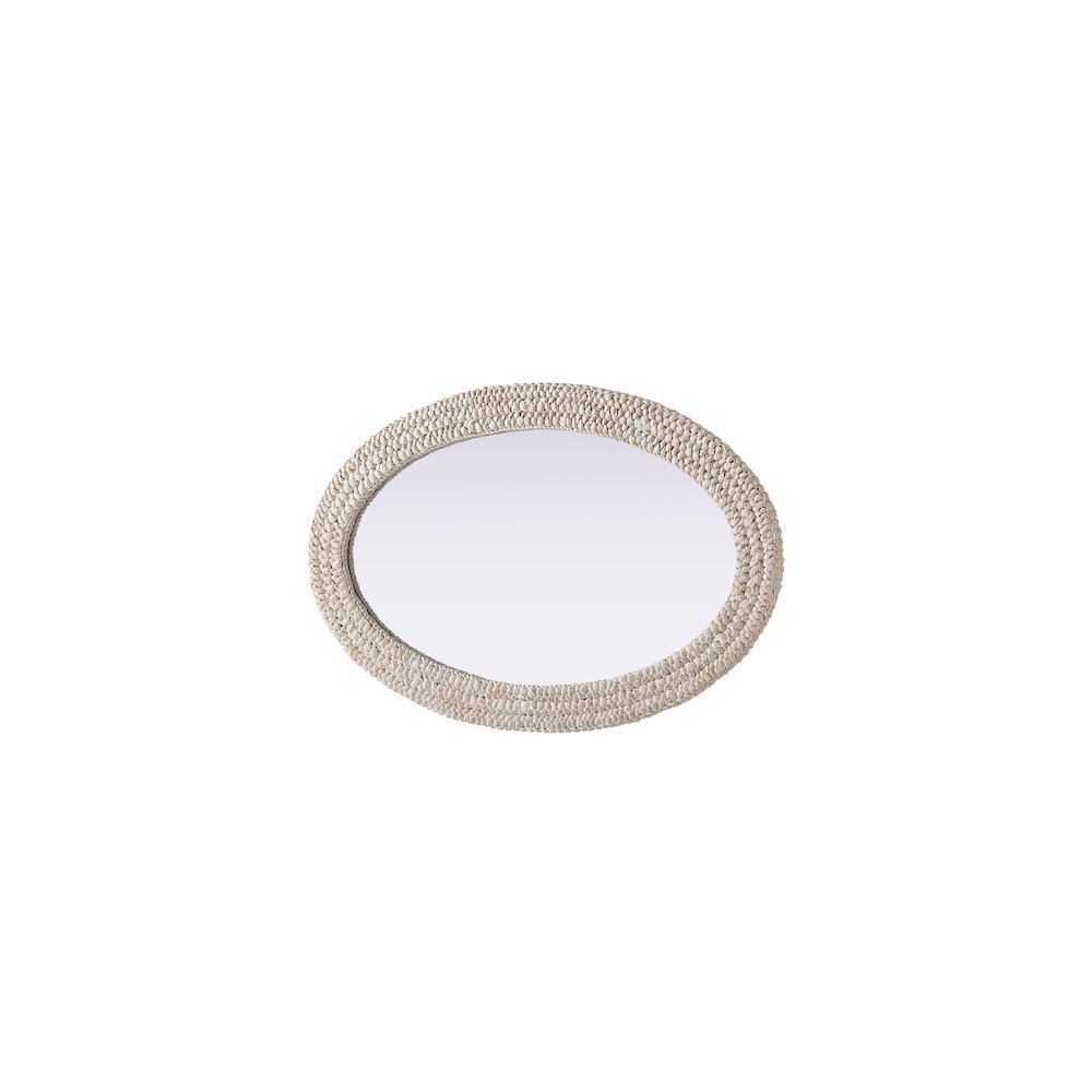 Oval Cornhusk Mirror 30x42 in Linen White