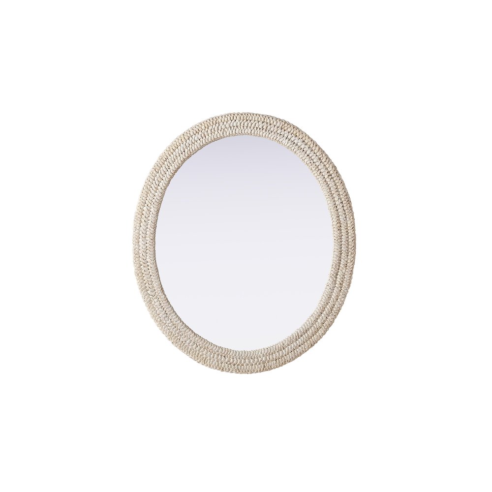 Oval Cornhusk Mirror 36x42 in Linen White