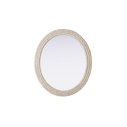 Oval Cornhusk Mirror 36x42 in Linen White