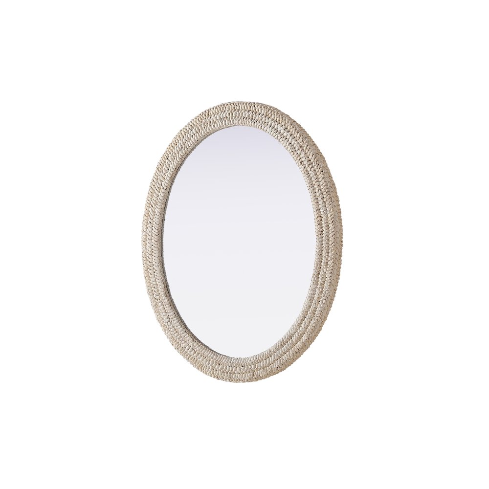 Oval Cornhusk Mirror 36x42 in Linen White