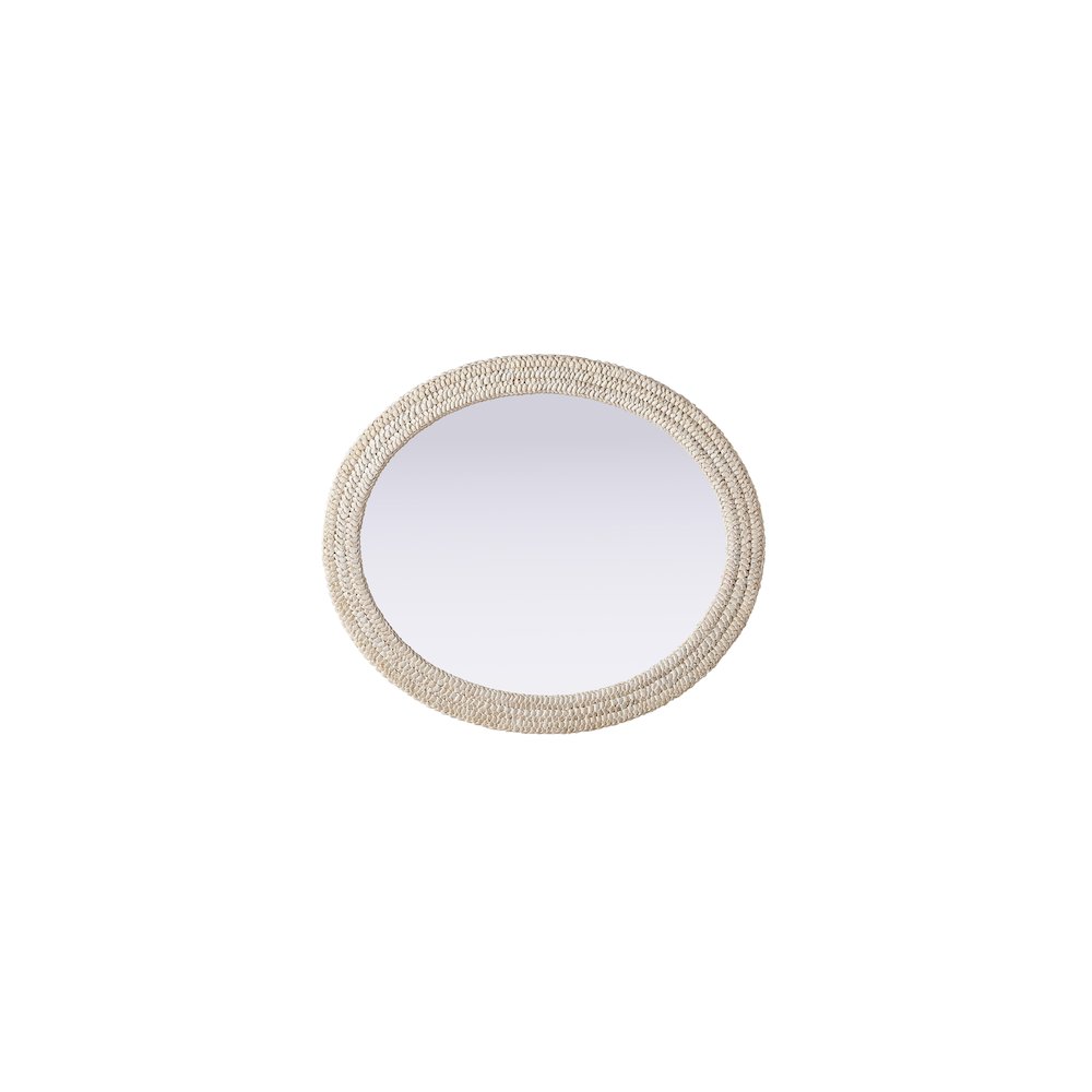 Oval Cornhusk Mirror 36x42 in Linen White