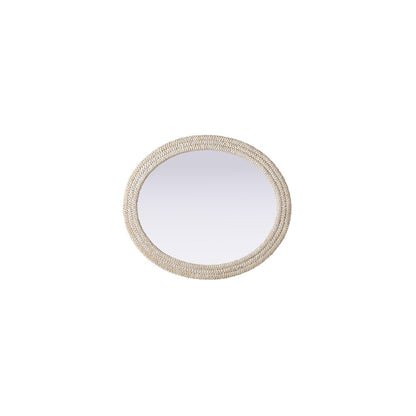 Oval Cornhusk Mirror 36x42 in Linen White