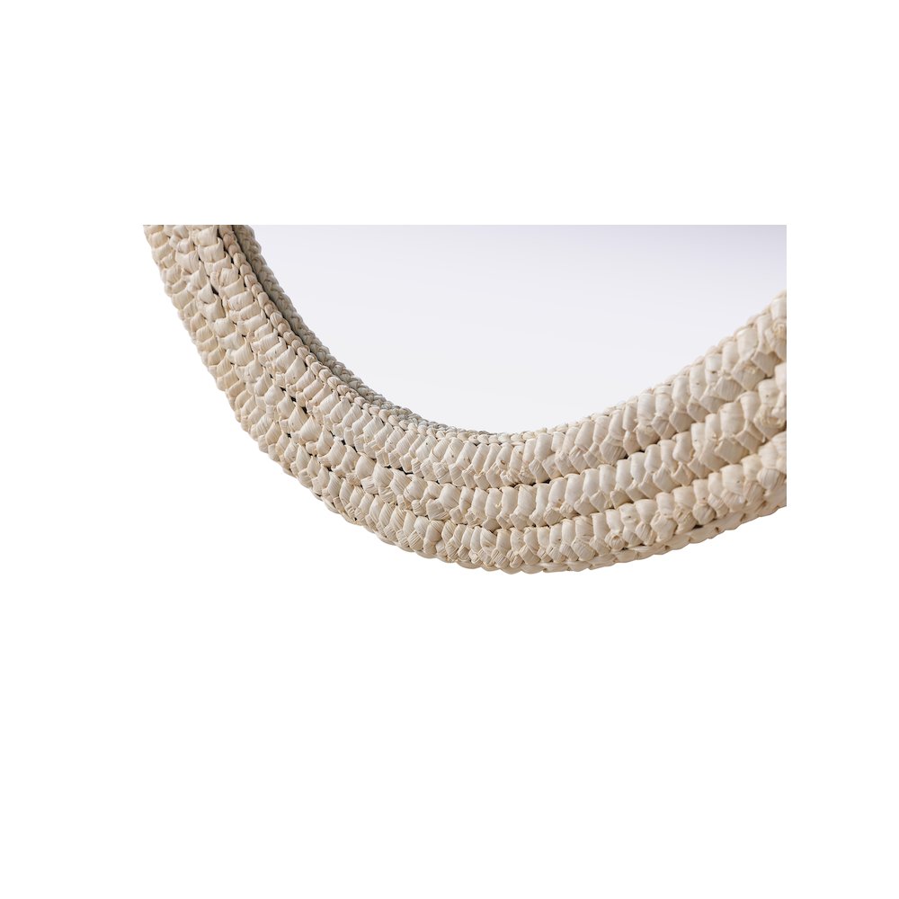 Oval Cornhusk Mirror 36x42 in Linen White