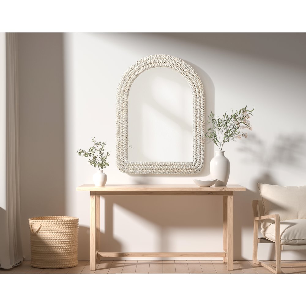 Arch Cornhusk Mirror 27x36 in Linen White