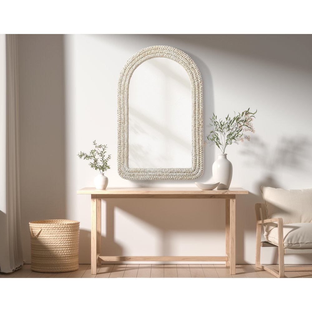 Arch Cornhusk Mirror 27x42 in Linen White