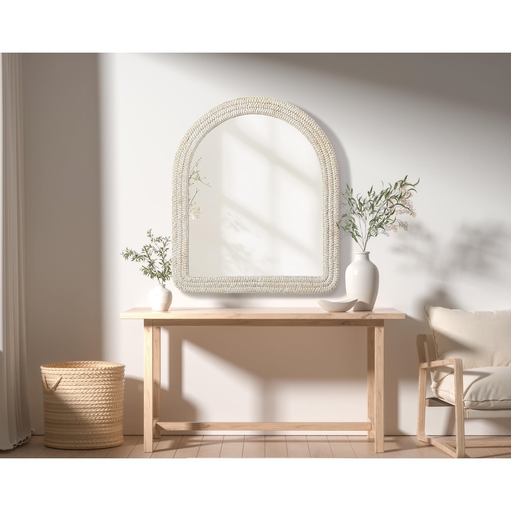 Arch Cornhusk Mirror 36x42 in Linen White