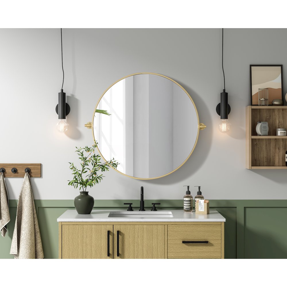 Amoura 30X30 Pivot Mirror In Brass