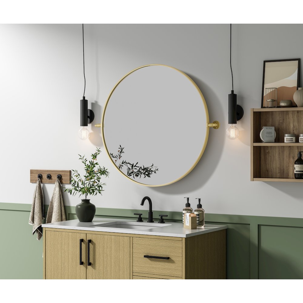 Amoura 30X30 Pivot Mirror In Brass