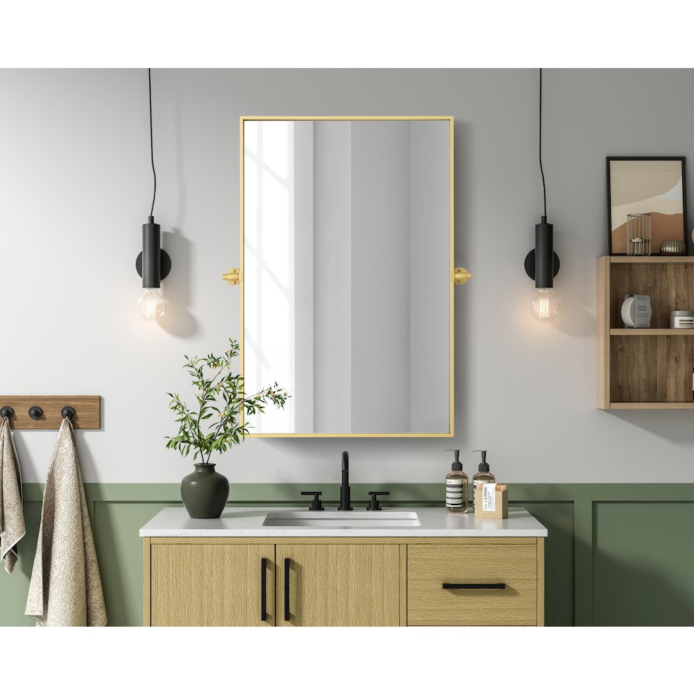 Amoura 24X36 Pivot Mirror In Brass