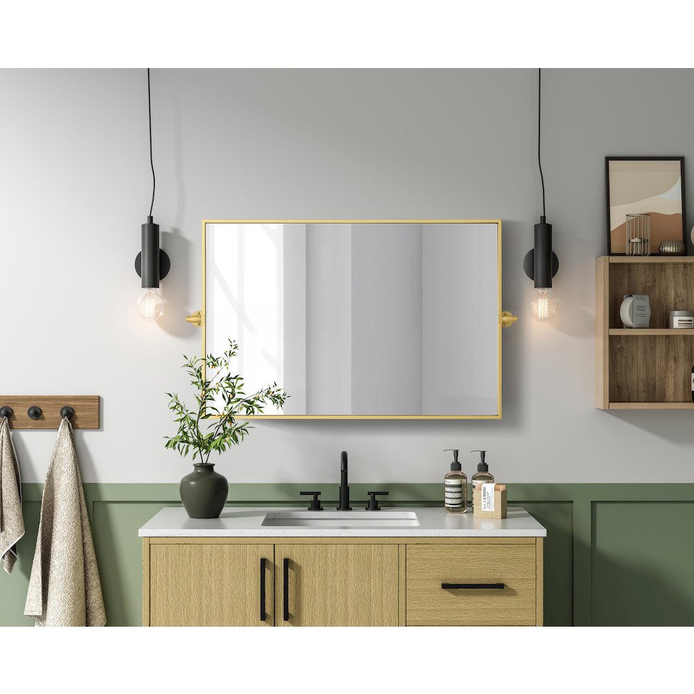 Amoura 24X36 Pivot Mirror In Brass