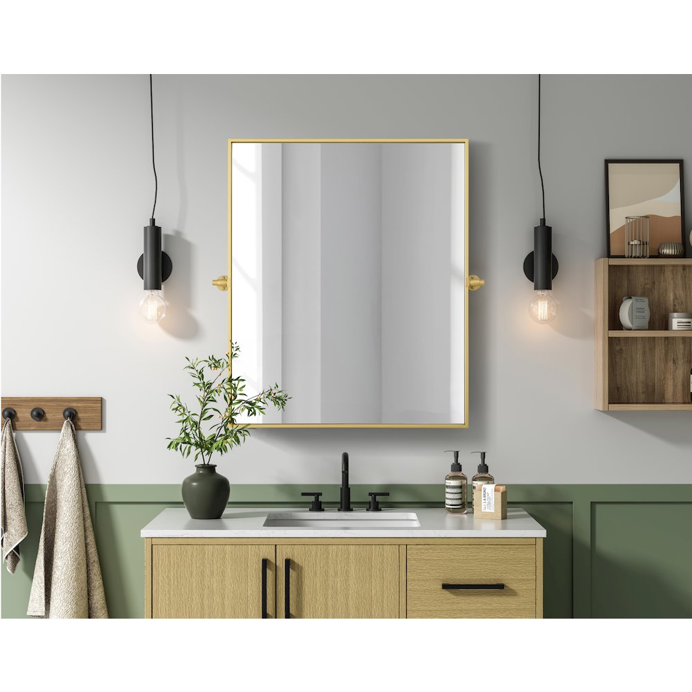 Amoura 30X36 Pivot Mirror In Brass