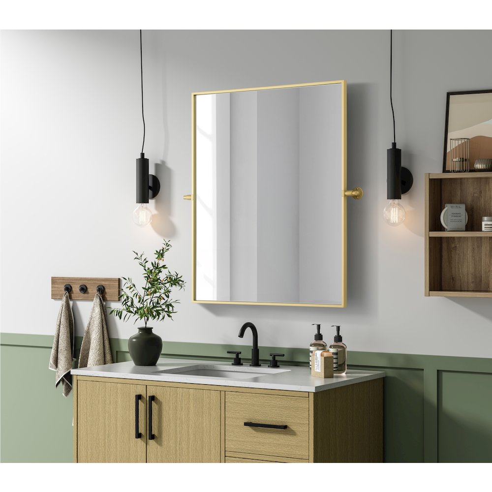 Amoura 30X36 Pivot Mirror In Brass