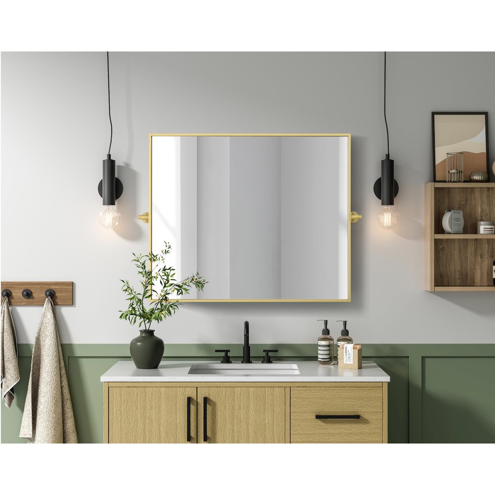 Amoura 30X36 Pivot Mirror In Brass
