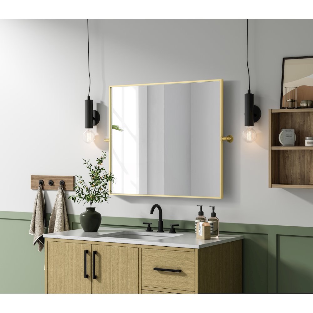 Amoura 30X36 Pivot Mirror In Brass