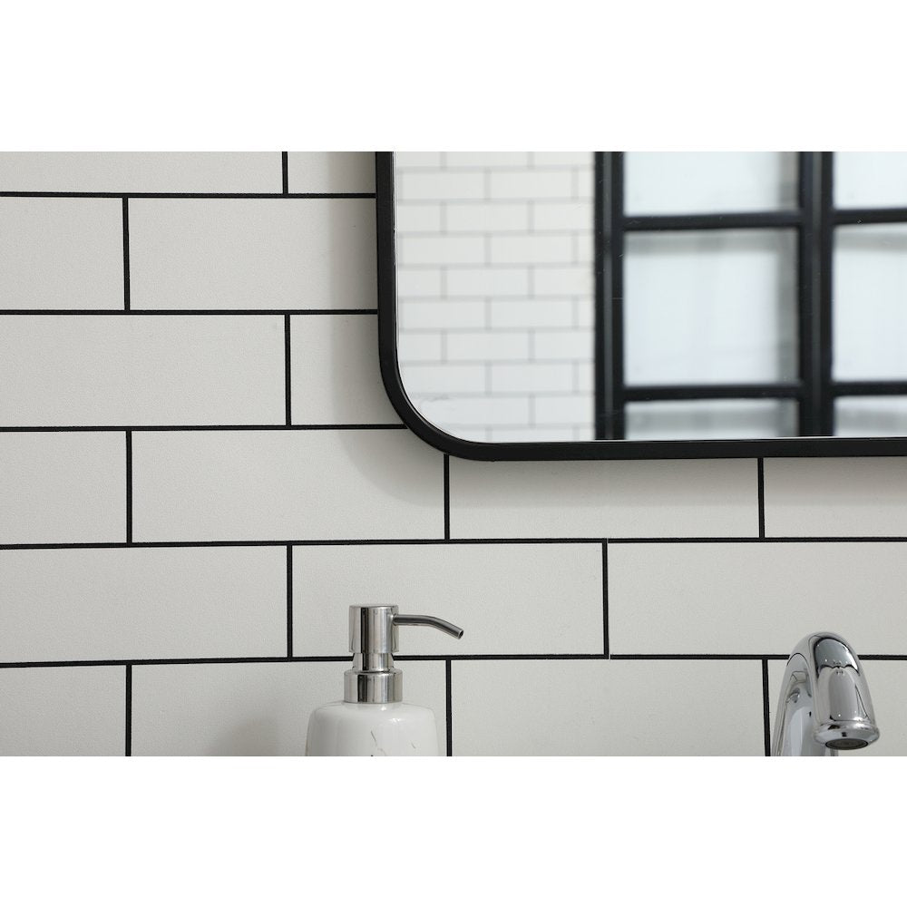 Soft corner metal rectangular mirror 18x30 inch in Black