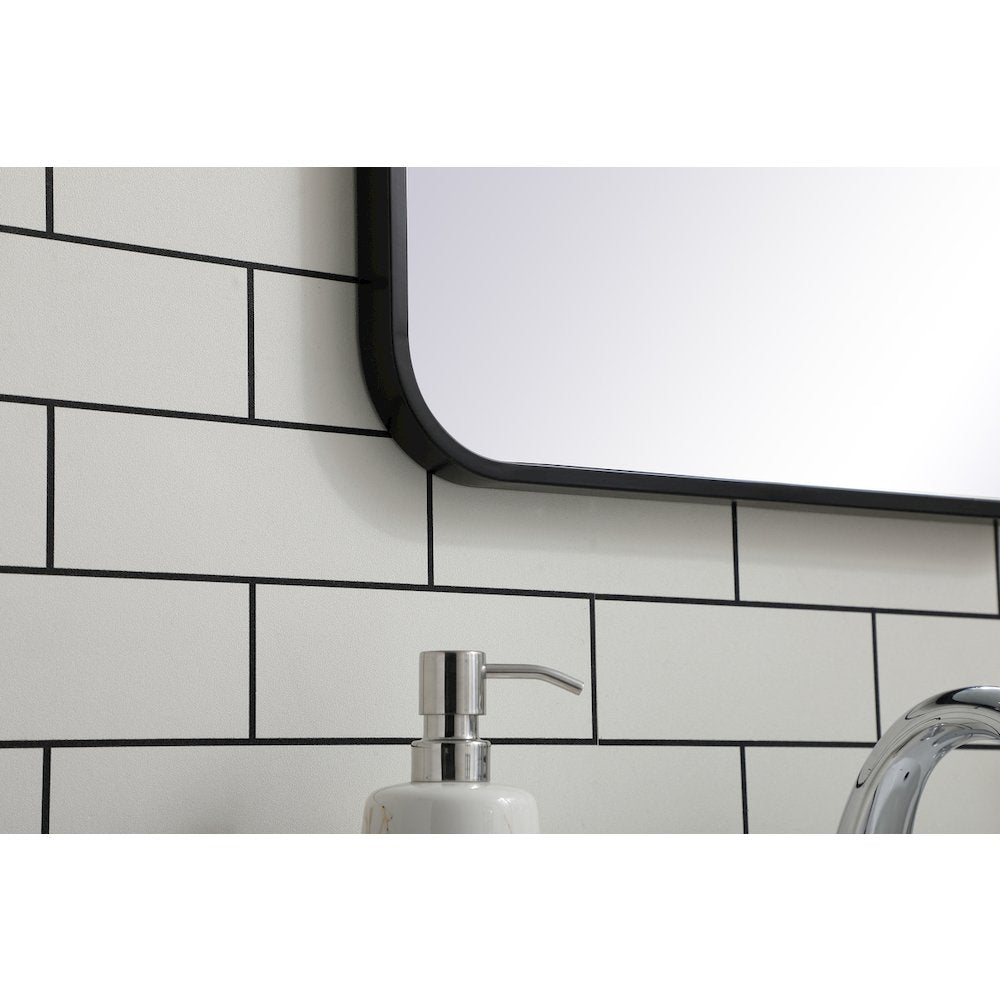 Soft corner metal rectangular mirror 18x30 inch in Black